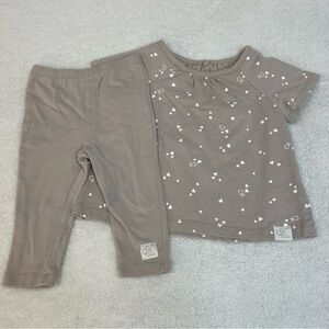 Calvin Klein Taupe Baby Outfit with Heart Pattern